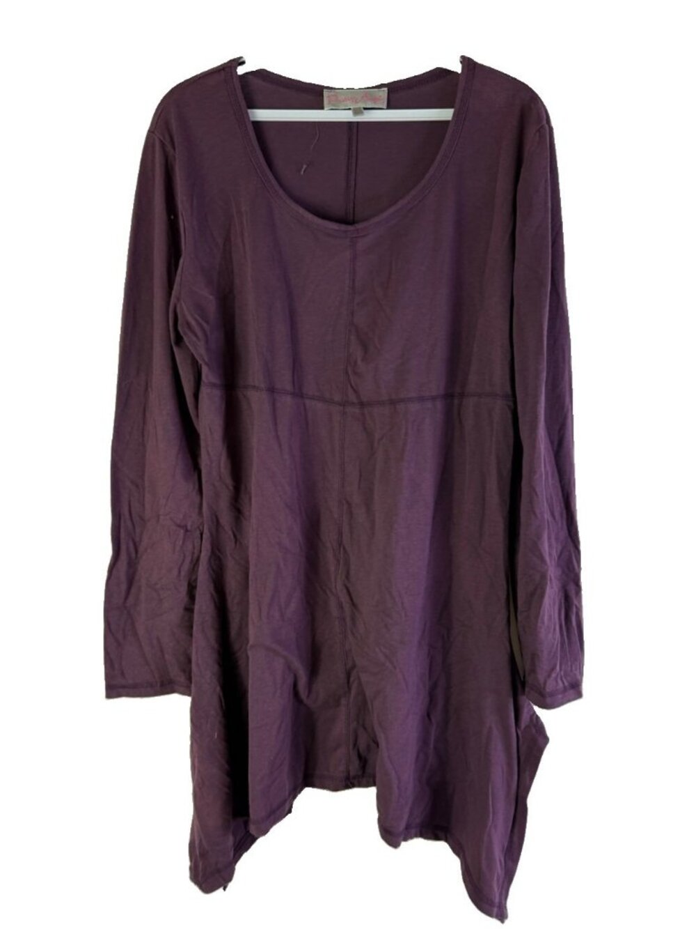 Pretty Angel Shirt Top Silk Flowy Tunic Asymmetrical Hem Fairy Art